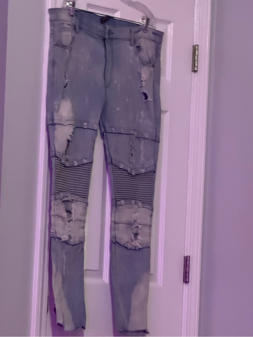 Men's‎ Distressed Straight Jeans - Light Blue